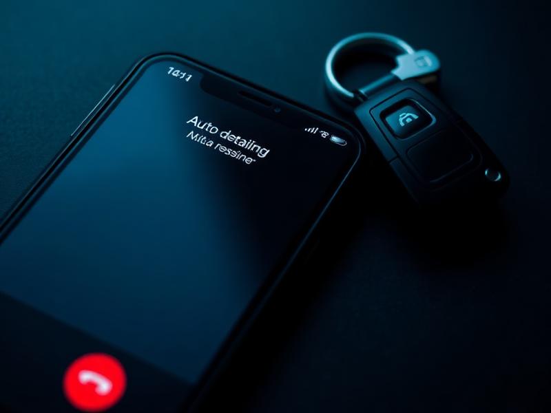 Smartphone showing an incoming call to book mobile auto detailing service